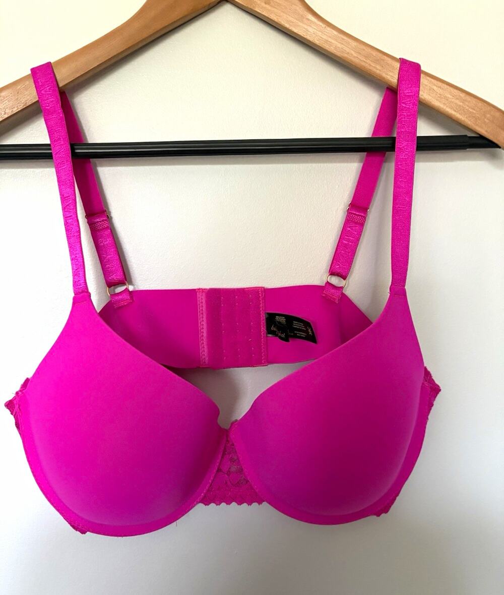 Baby Phat Pink w/ Lace Trim Underwired Bra 38C Hook & Eye Back Closure